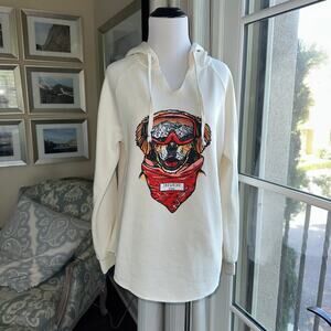 Wild Tribute Unisex Cream White Hoodie Sweatshirt River Dogs Snowbird Utah US S